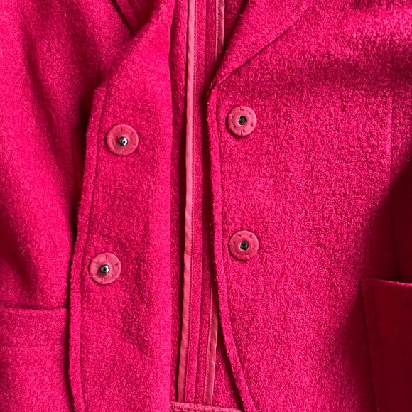 J. Jill Blazer Jacket Red Wool blend Short Cardigan Notch Lapel-XS - Picture 8 of 11